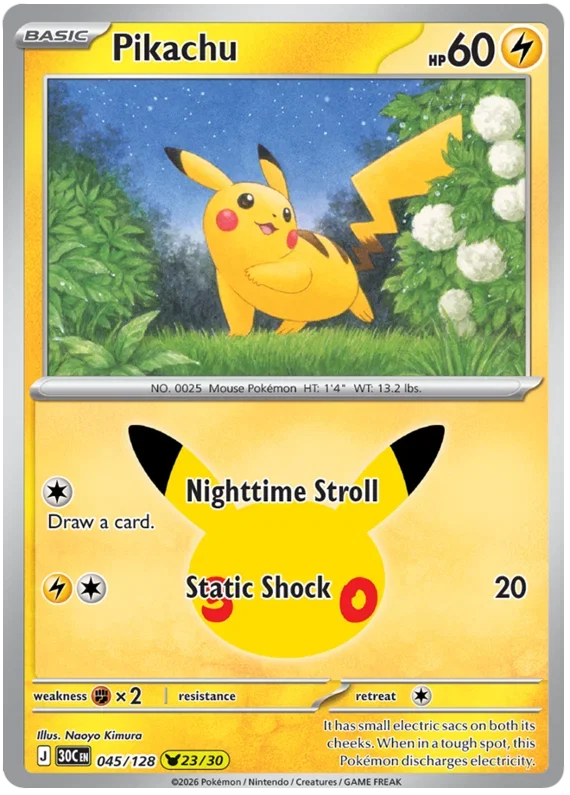Pikachu 30th Celebration Pikachu Rare • 045/128 Holofoil