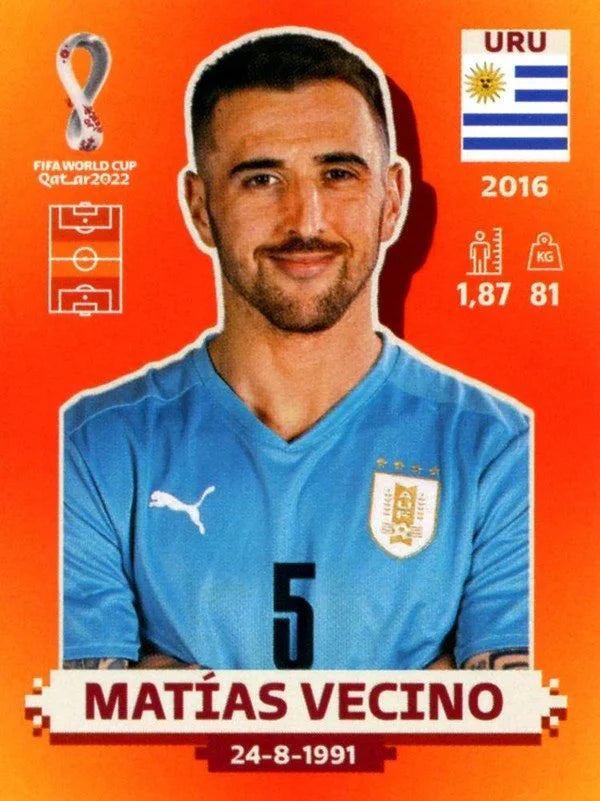 Panini FIFA World Cup Qatar 2022 Sticker URU 15 Matías Vecino Orange