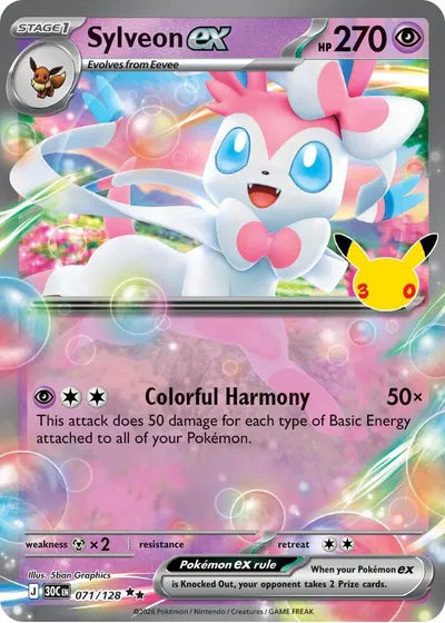 Sylveon ex 30th Celebration Double Rare • 071/128 Holofoil
