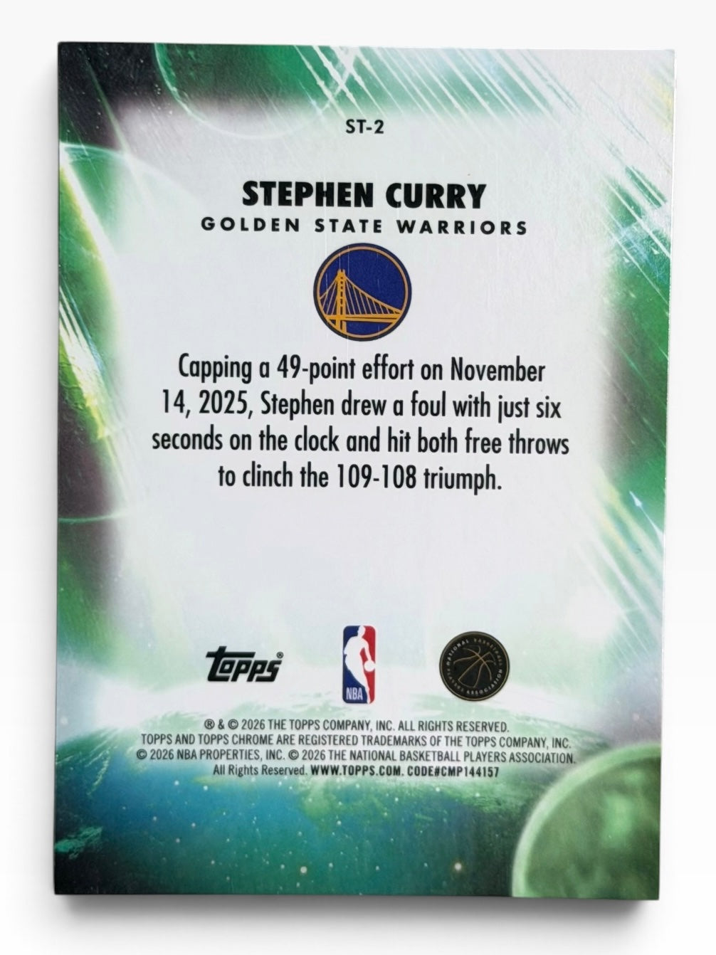 2025-26 Topps Chrome Update Stephen Curry Strathospheric Star Green Refractor /99
