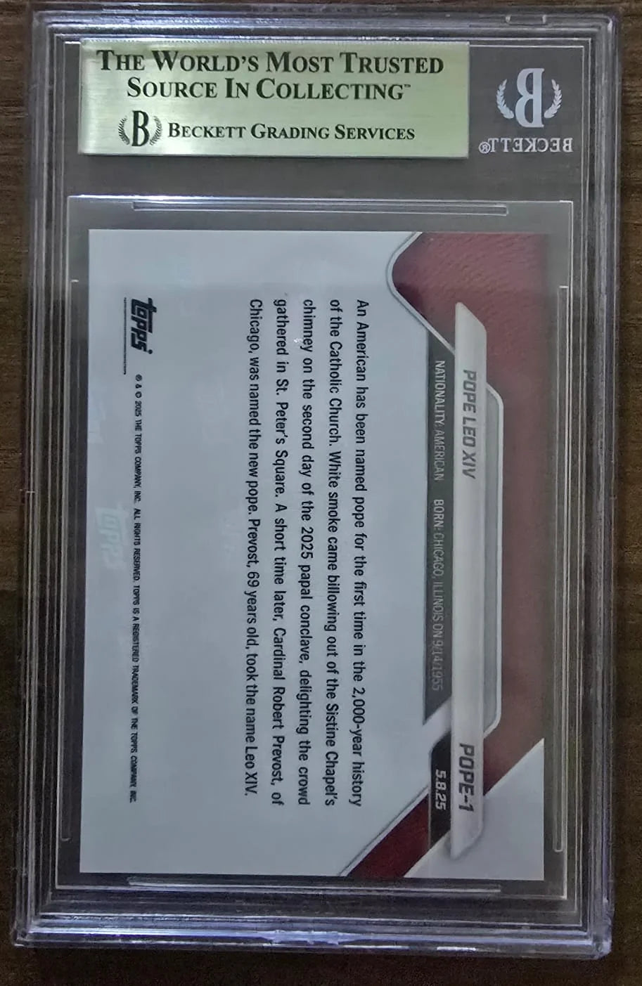 2025 Topps Now #1 Pope Leo XIV Beckett BGS 10