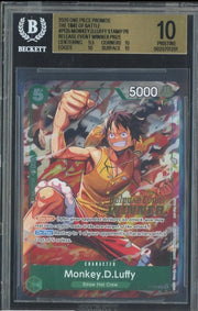 2026 One Piece Promo #P135 Monkey D. Luffy, The Time of Battle Stamp Release Event Winner Beckett BGS 10