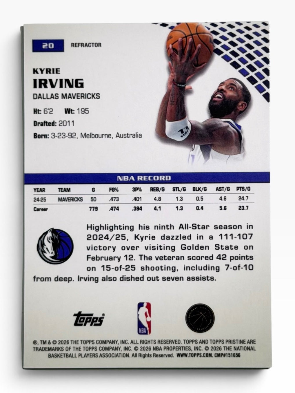 2025-26 Topps Pristine Kyrie Irving Refractor