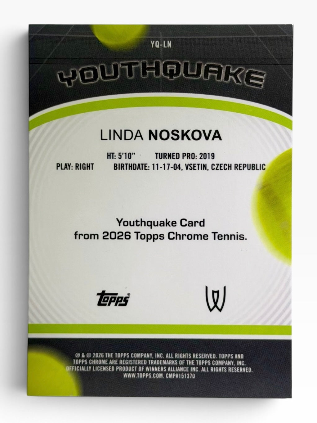 2026 Topps Chrome Tennis Linda Moskova Youthquake Refractor