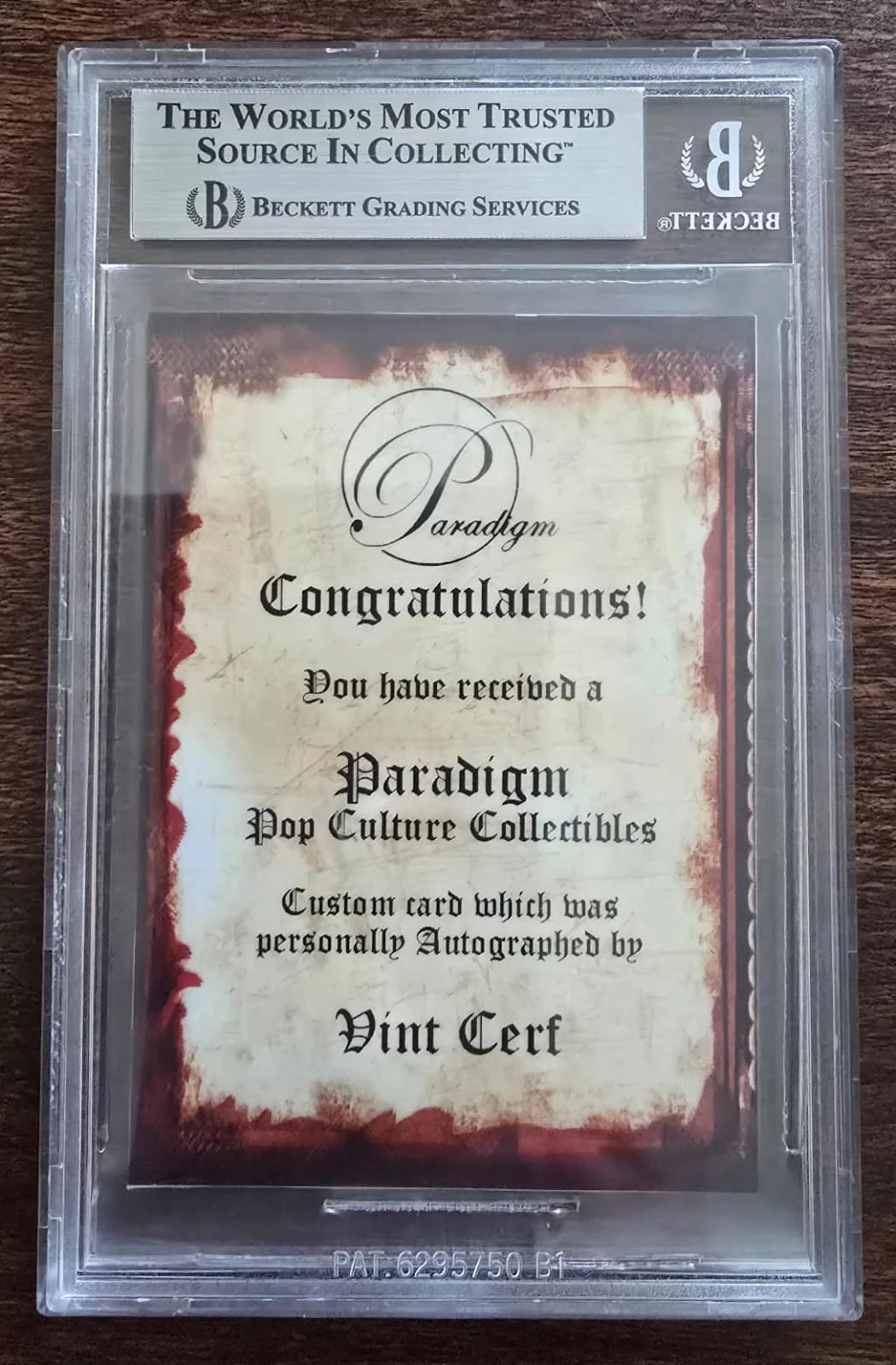 Custom Vint Cerf trading card, personally autographed by the internet pioneer Beckett BGS authenticated autograph