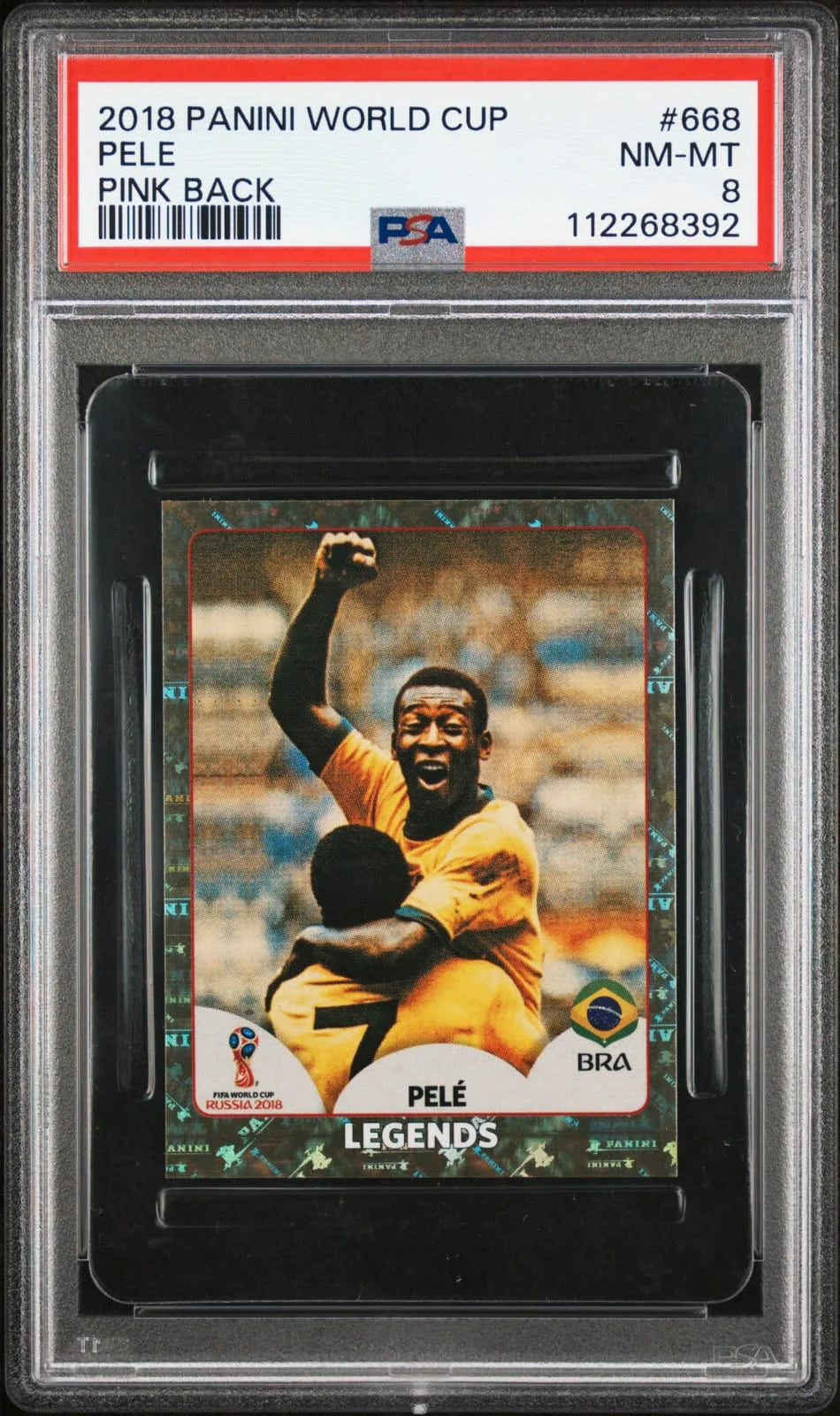 2018 Panini World Cup #668 Pelé Legends, Pink Back parallel PSA 8