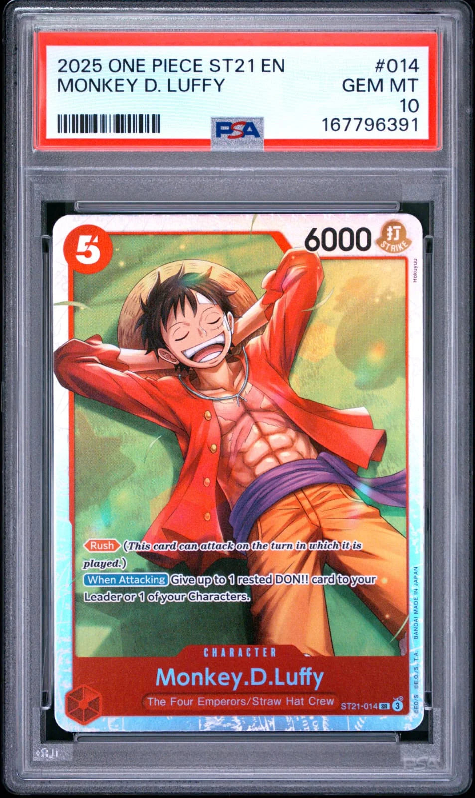 2025 One Piece ST21 English #014 Monkey D. Luffy PSA 10