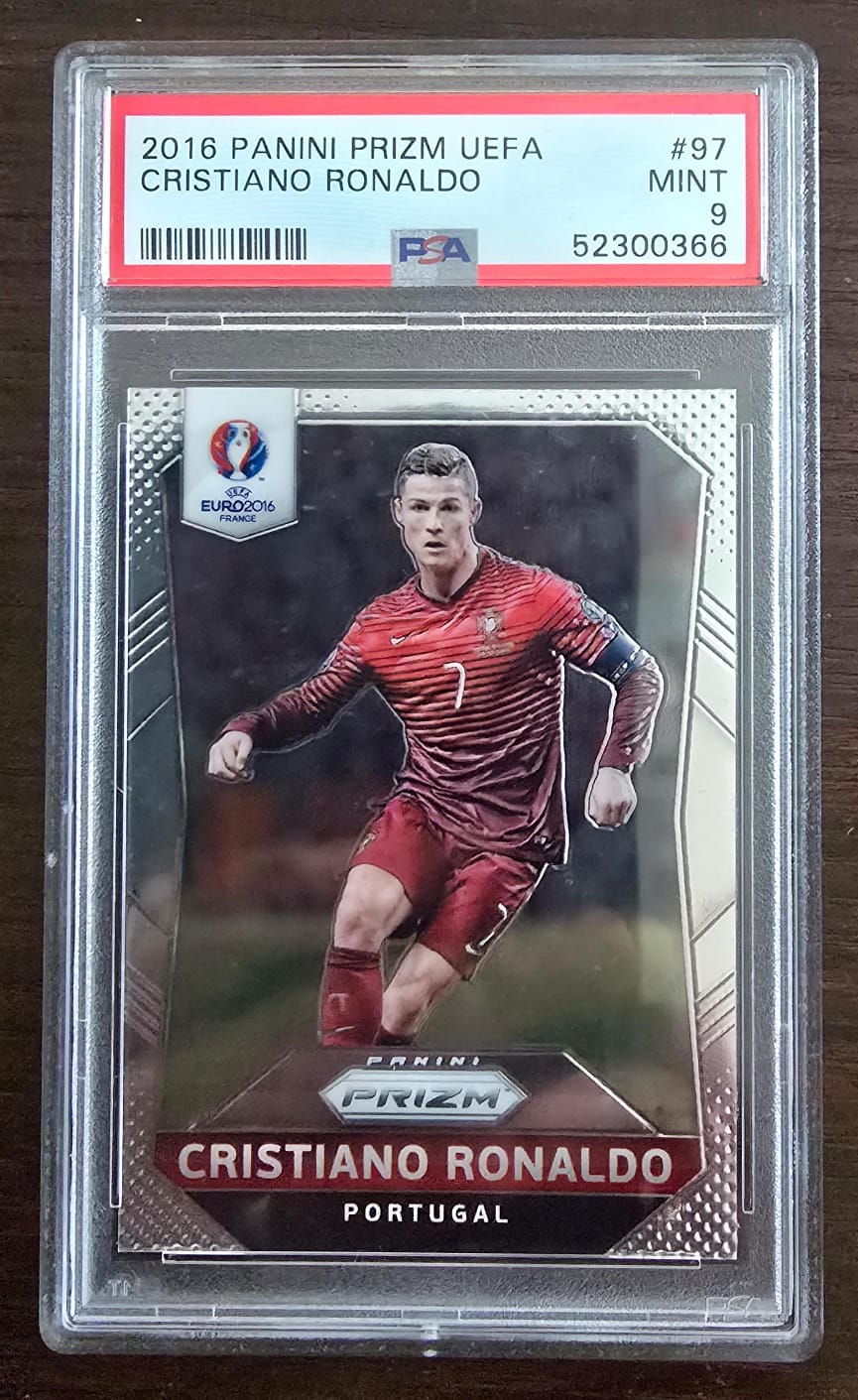2016 Panini Prizm UEFA Euro #97 Cristiano Ronaldo, Portugal PSA 9