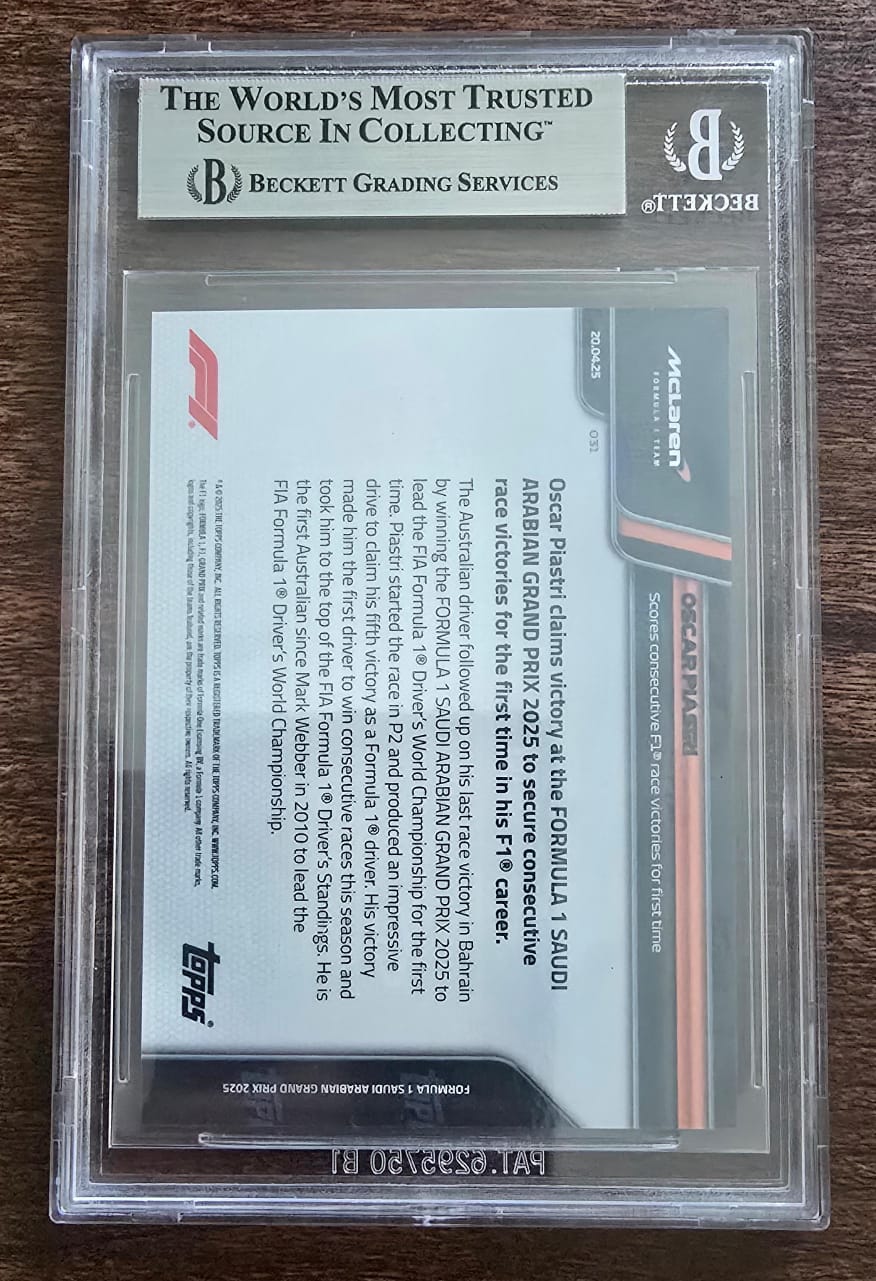 2025 Topps Now Formula 1 #31 Oscar Piastri (#2723) Beckett BGS 9