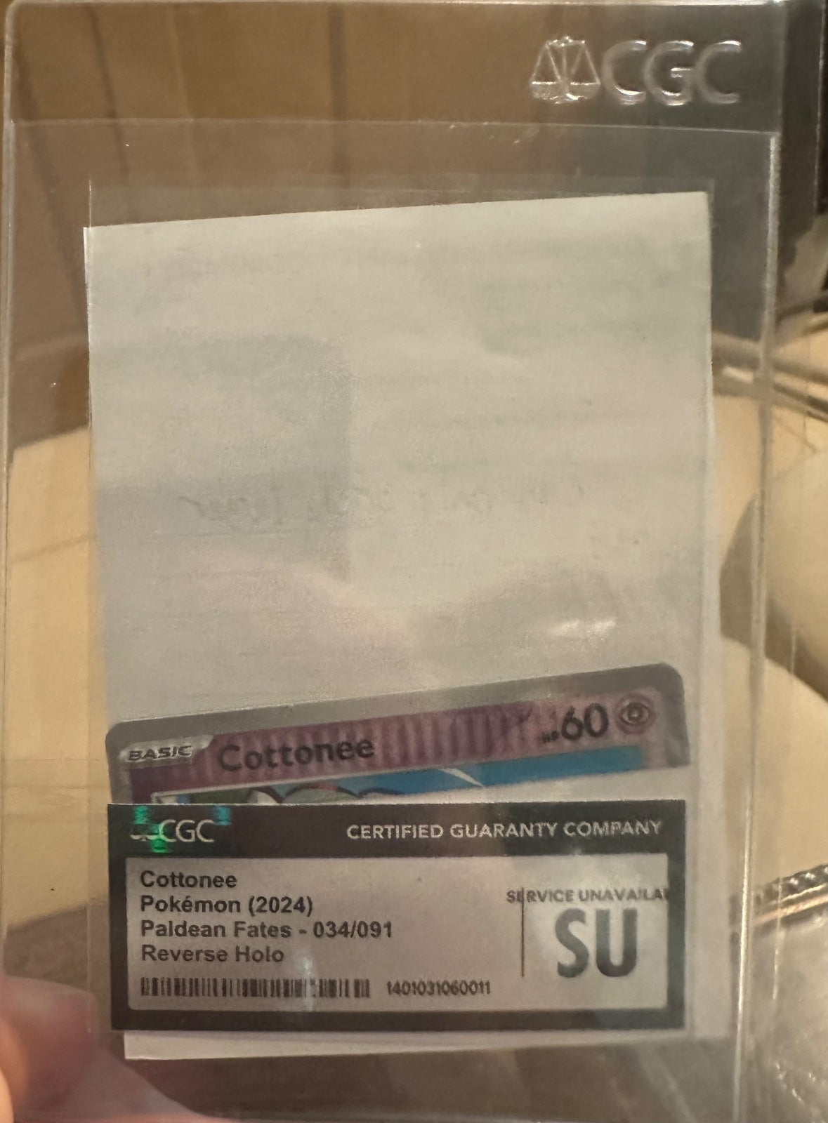 Cottonee Reverse Holo 1 OF 1 Crimped & Cut ERROR CGC 9 with smaller half