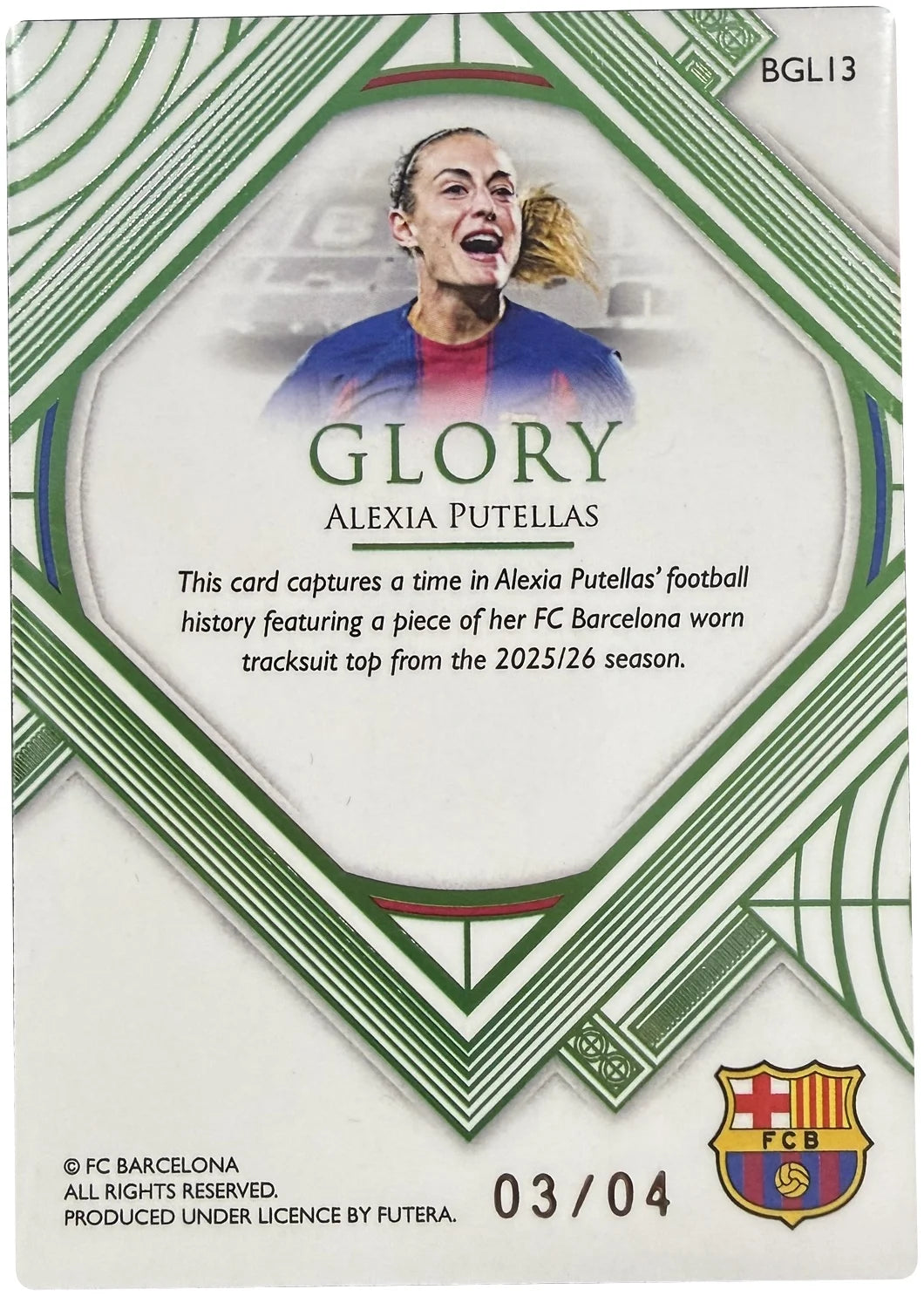 Alexia Putellas Glory Relic 03/04 – Futera Barcelona 25/26