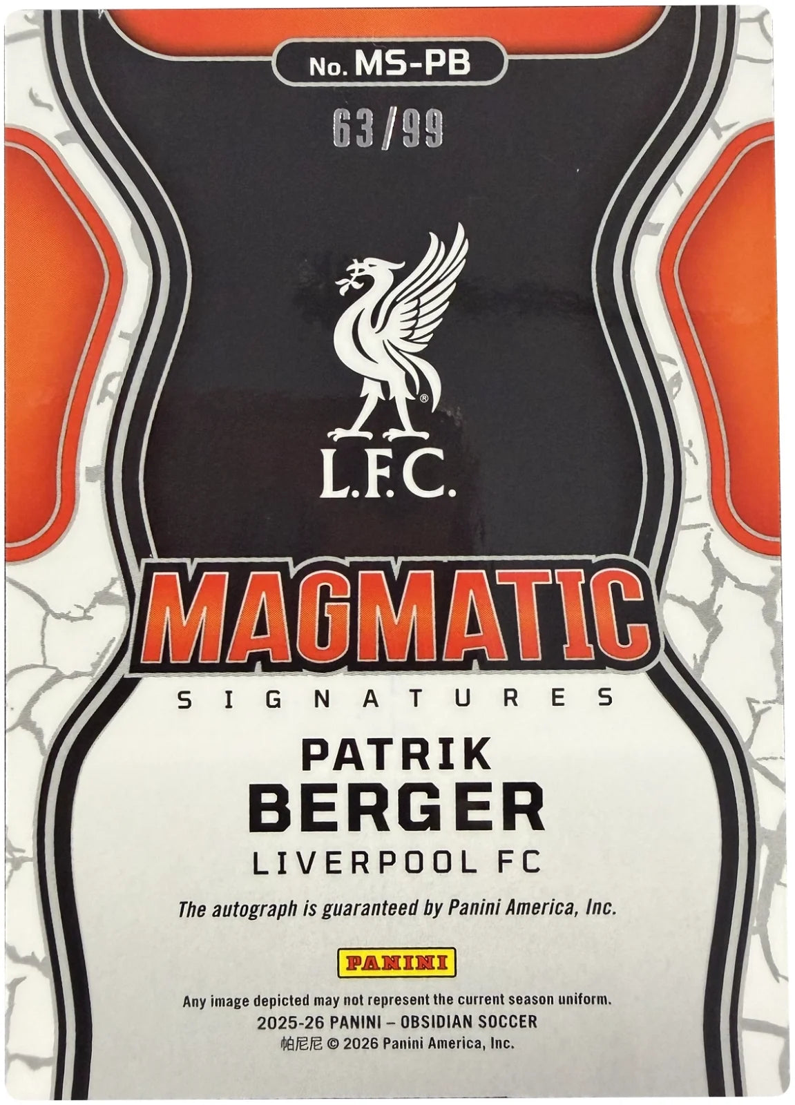 Patrik Berger Magmatic Signatures Auto 63/99 – Obsidian 25/26