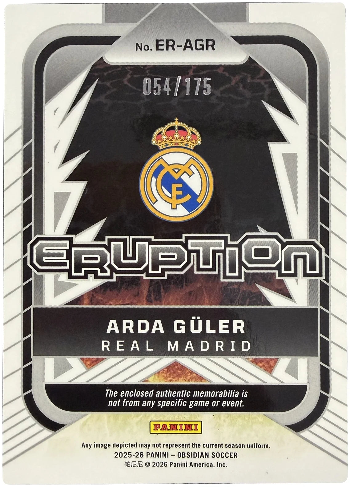 Arda Güler Eruption Relic 054/175 – Obsidian 25/26