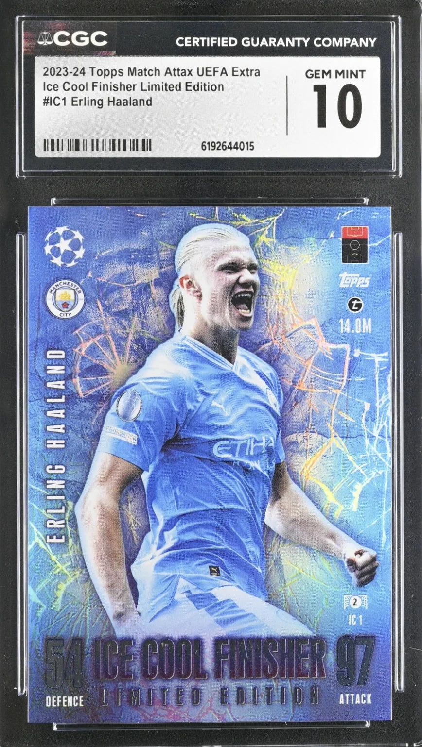 *Limited* Erling Haaland, IC1, Topps, Match Attax UEFA Extra Ice Cool Finisher, CGC 10