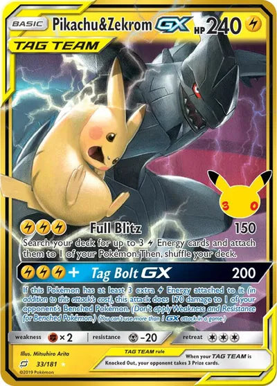 Pikachu & Zekrom GX 30th Celebration: Classic Collection Classic Collection • 33/181 Holofoil