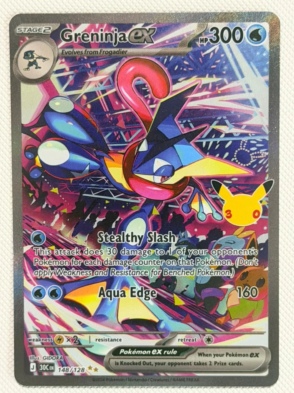 Greninja ex 30th Celebration Special Illustration Rare • 148/128 Holofoil