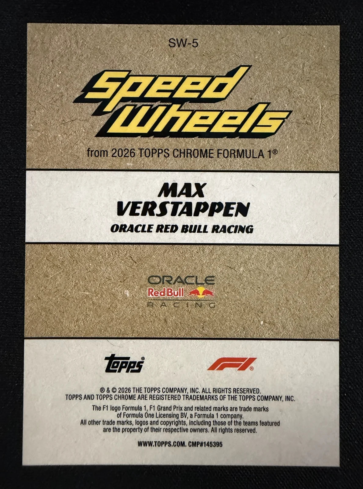 Max Verstappen Speed Wheels SW-5 – Topps Chrome F1 2026