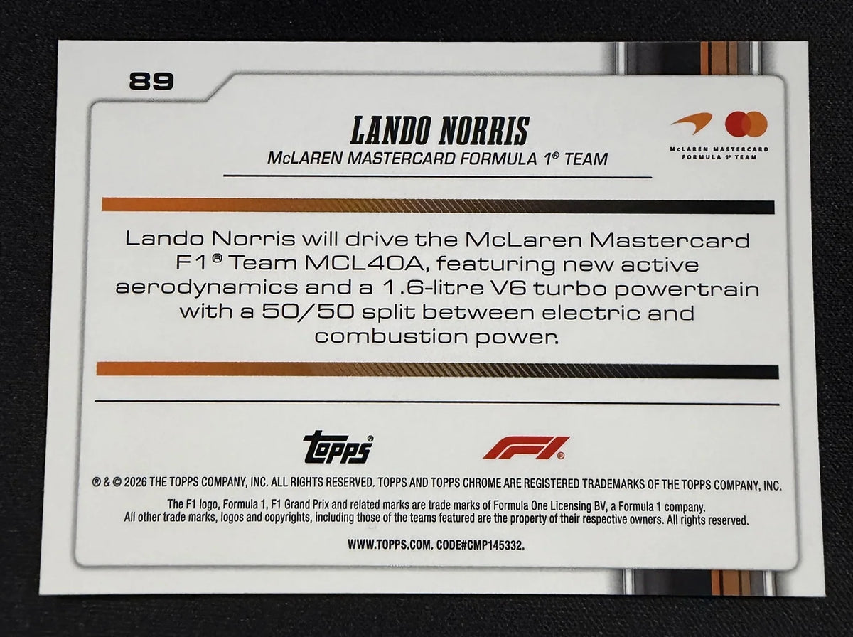 Lando Norris #89 Checker Flag Refractor – Topps Chrome F1 2026