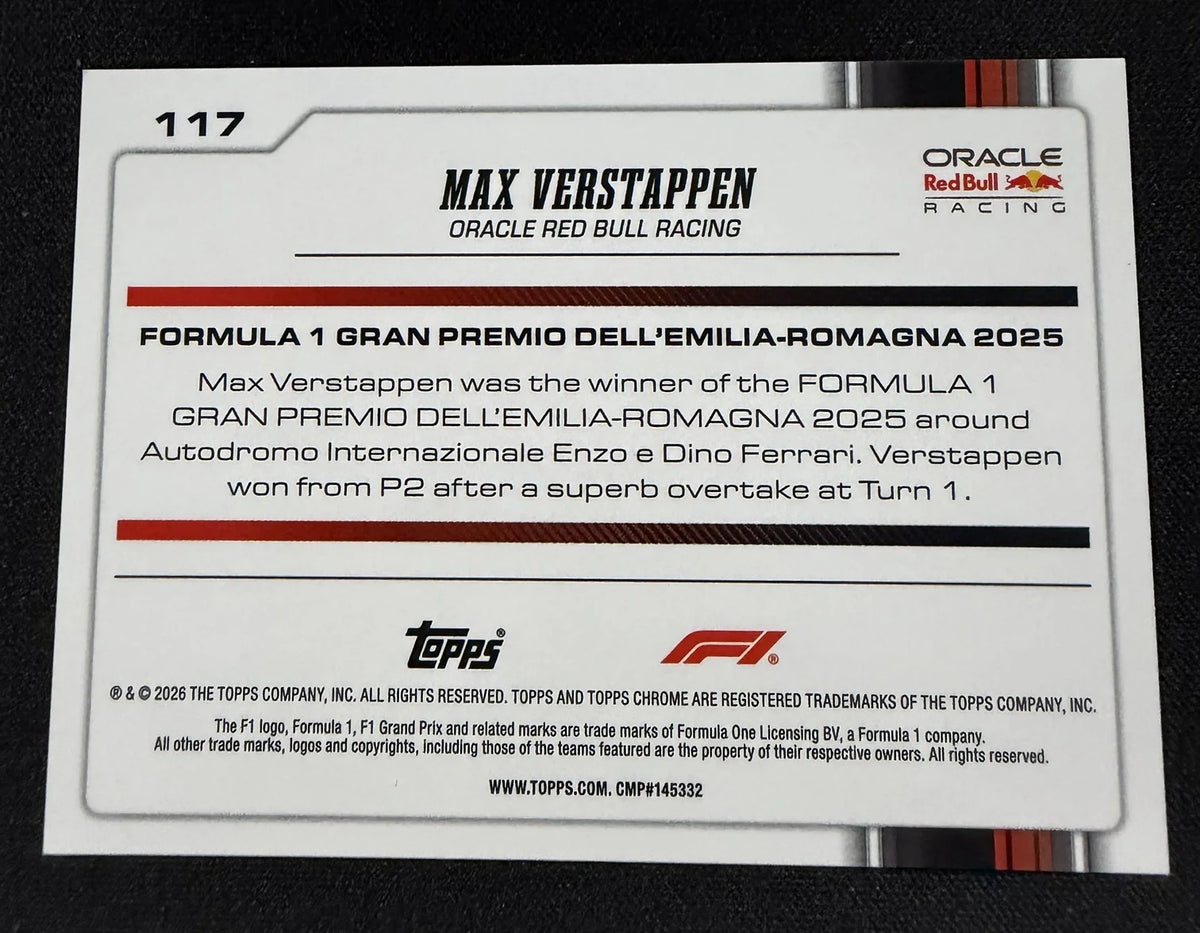 Max Verstappen #117 Grand Prix Winner – Topps Chrome F1 2026