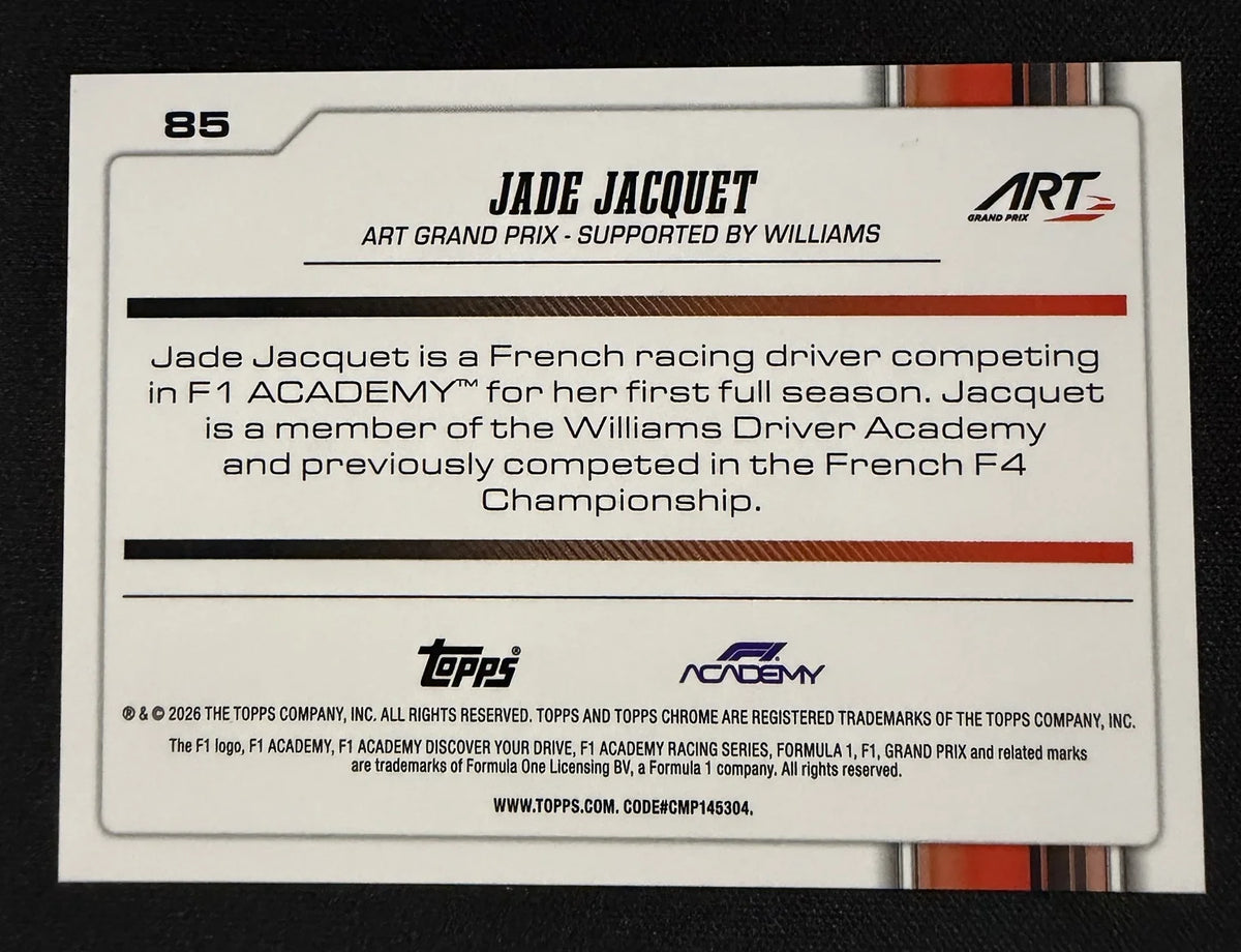 Jade Jacquet #85 1st Green Refractor 75/99 – Topps Chrome F1 2026
