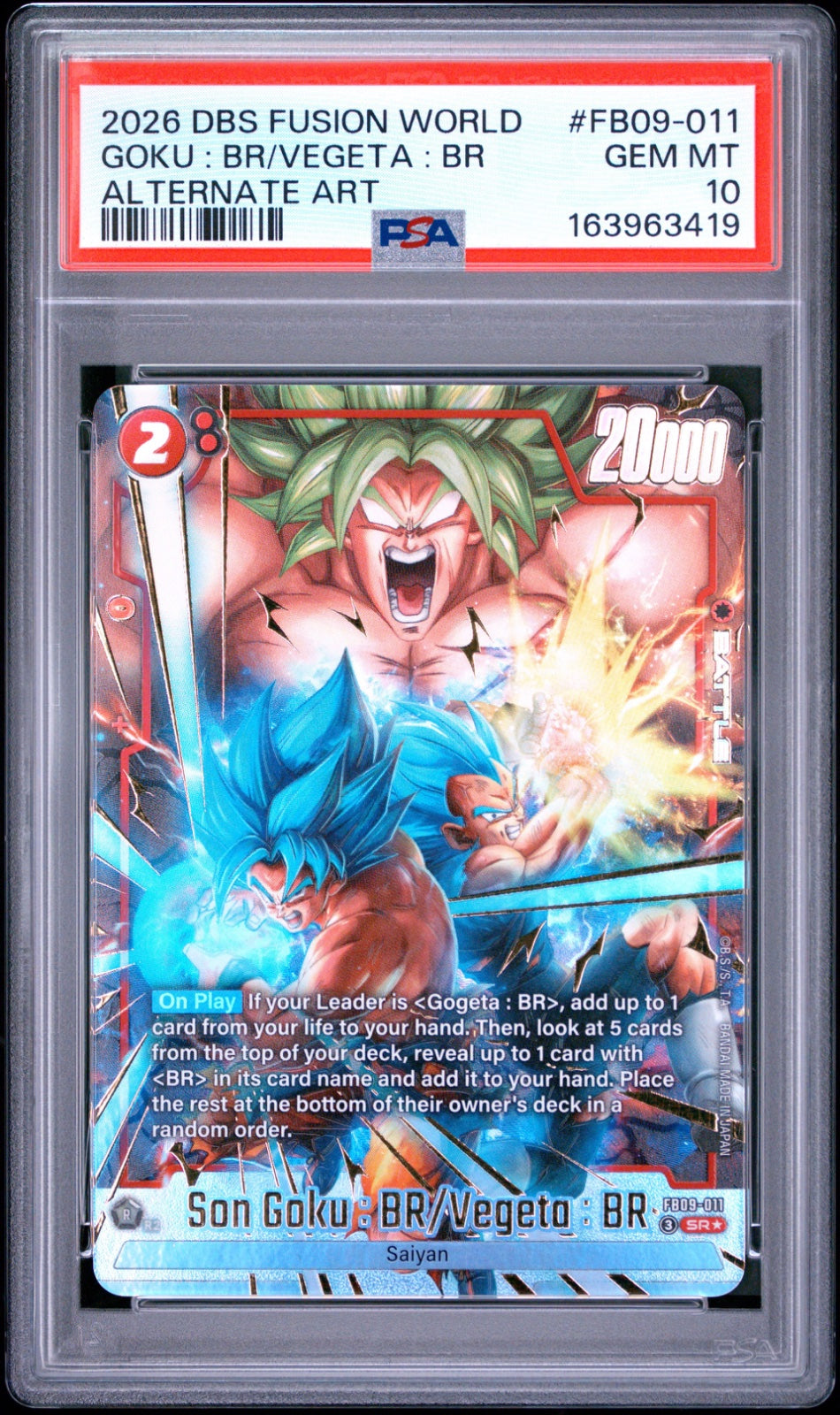 Son Goku : BR/Vegeta : BR (Alternate Art) FB09-011 (Dual Evolution) — PSA 10