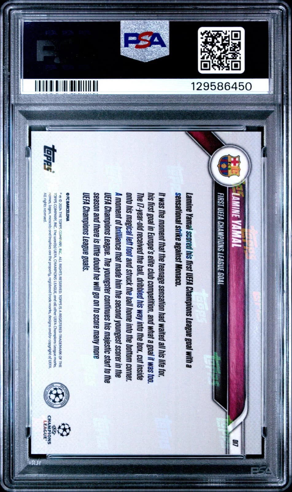 2024-25 Topps Now UEFA Champions League Lamine Yamal #17 PSA 9