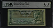 1966 Ethiopia National Bank 1 Dollar - Pick #25a PMG 66 EPQ