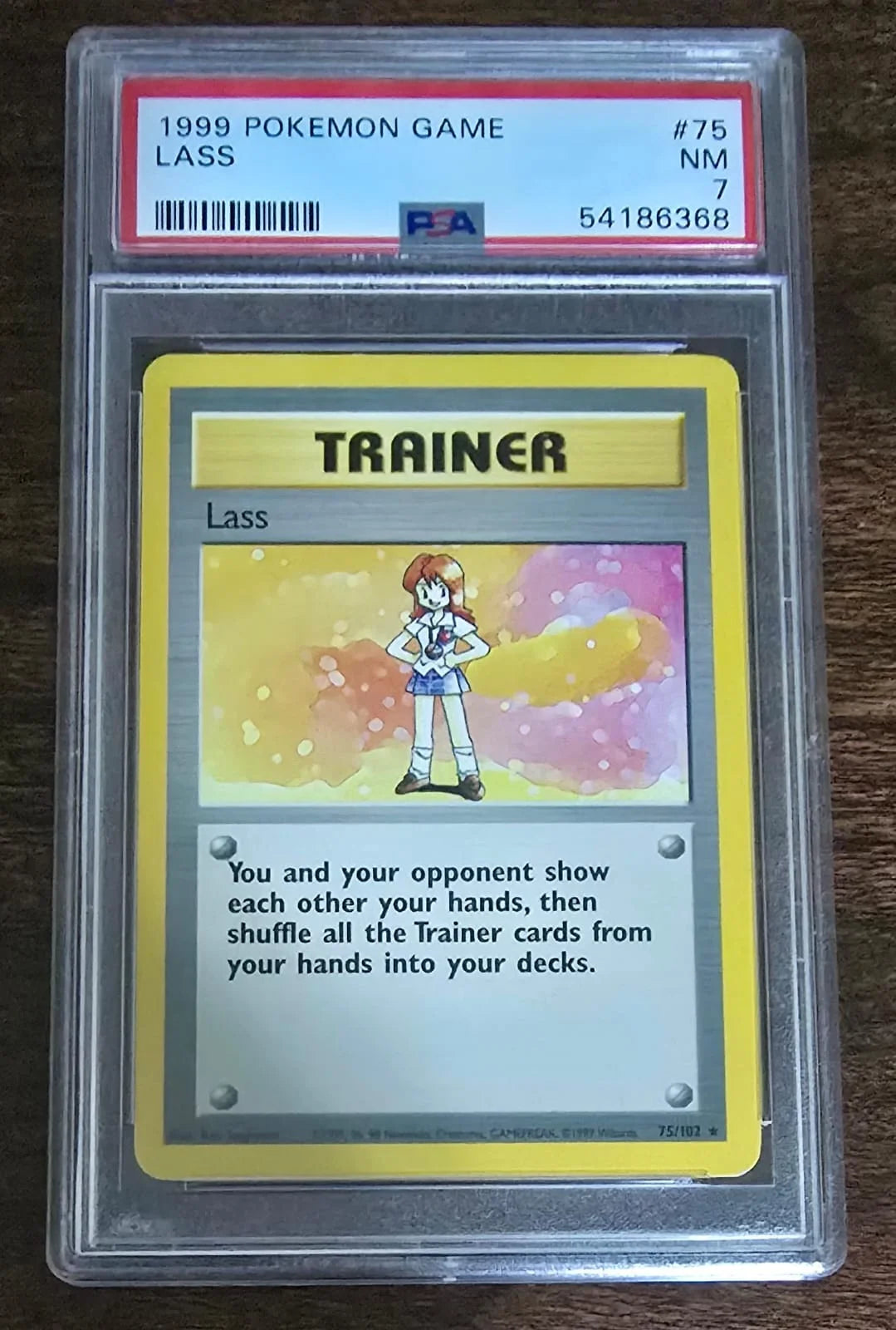 1999 Pokémon Base Set Trainer #75 Lass PSA 7