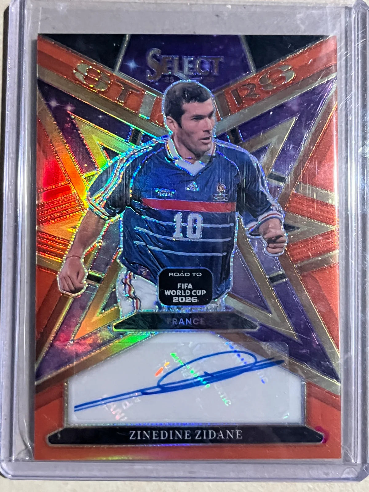 Zinedine Zidane 2025-26 Select Road To Fifa World Cup Stars Orange Auto /49