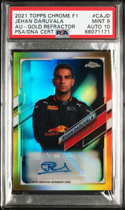 2021 Topps Chrome F1 Jehan Daruvala Gold Refractor Autograph, numbered 44/50 PSA 9 autograph graded 10