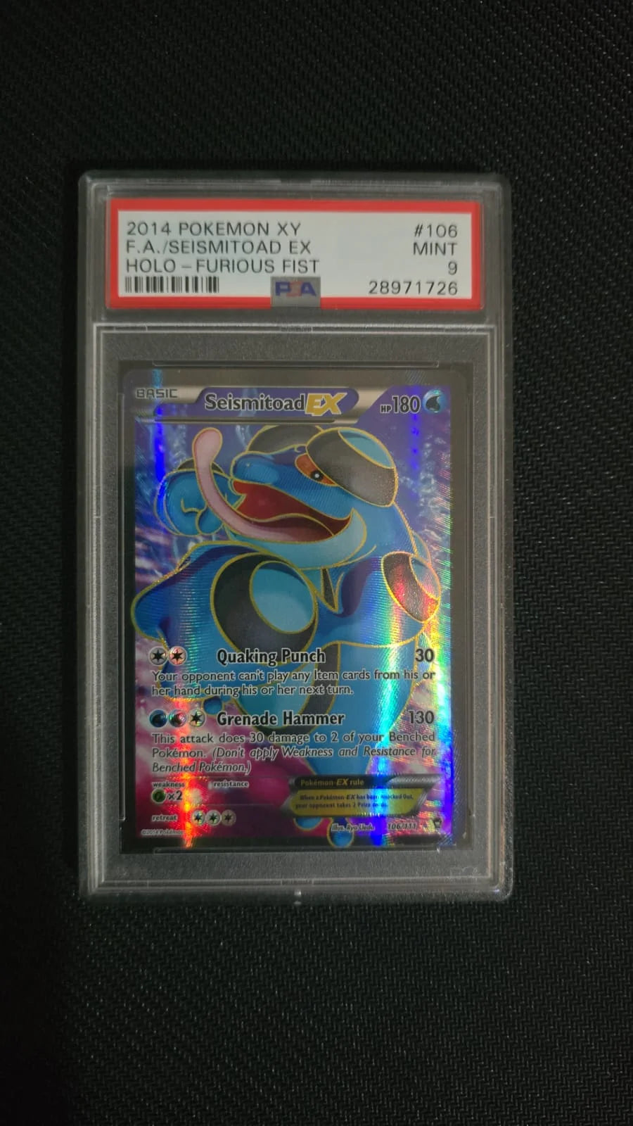 Seismitoad EX (106 Full Art) (Furious Fists) — PSA 9