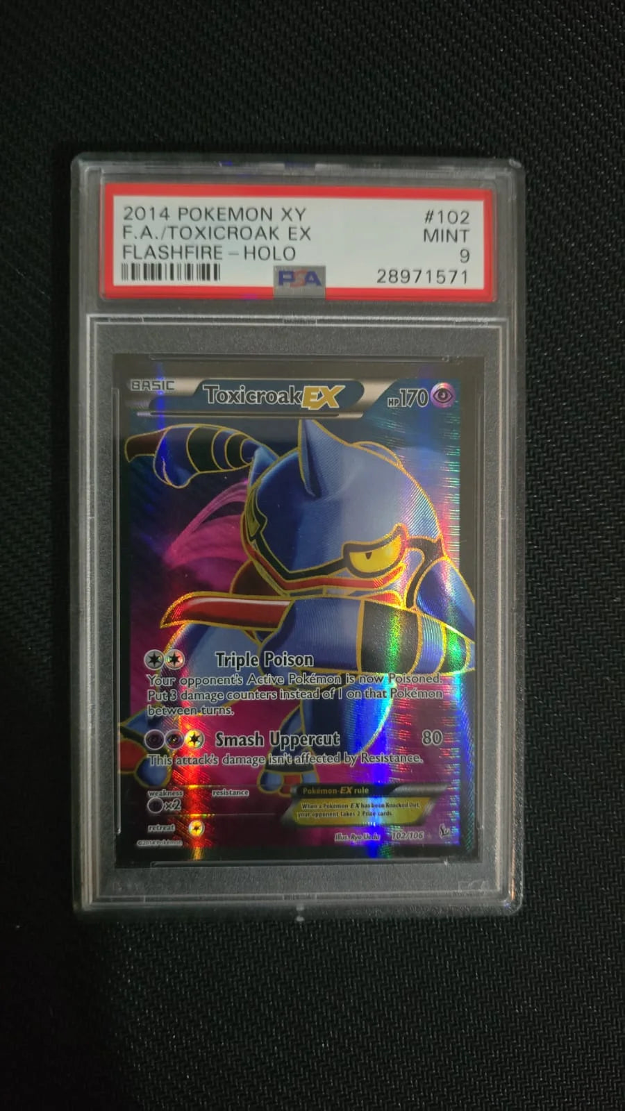 Toxicroak EX (102 Full Art) (Flashfire) — PSA 9
