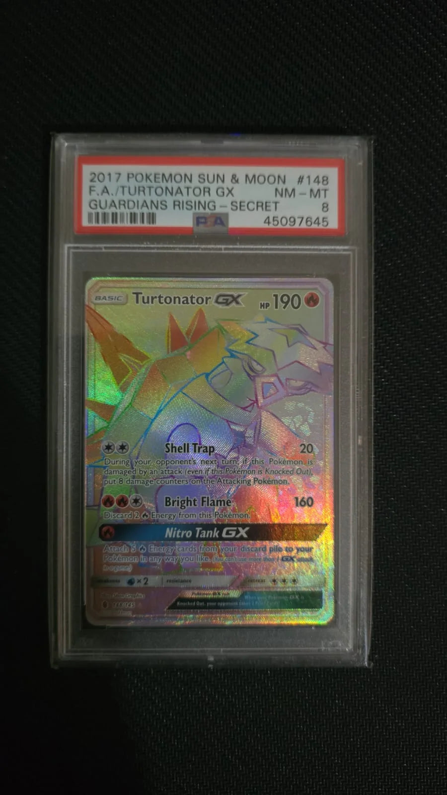 Turtonator GX (Secret) 148/145 (Guardians Rising) — PSA 8
