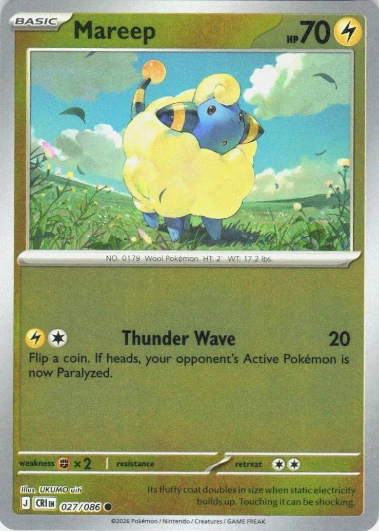 Mareep 027/086 · Reverse Holofoil (Chaos Rising)