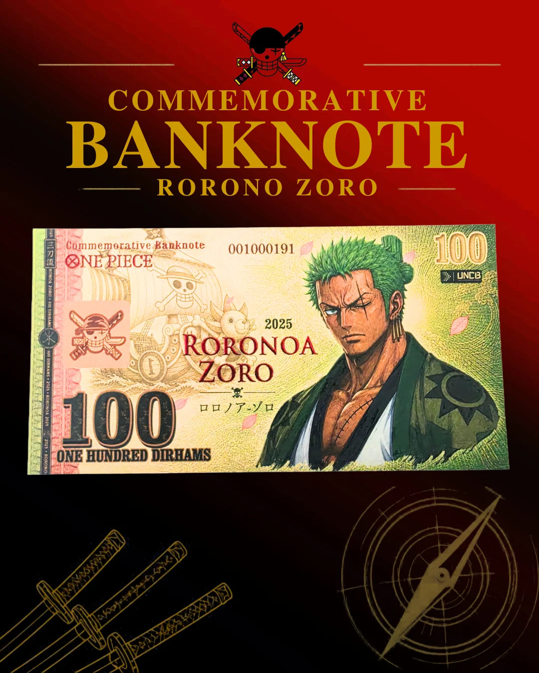 Roronoa Zoro - 100 Dirhams (Unique Collectable Banknote)