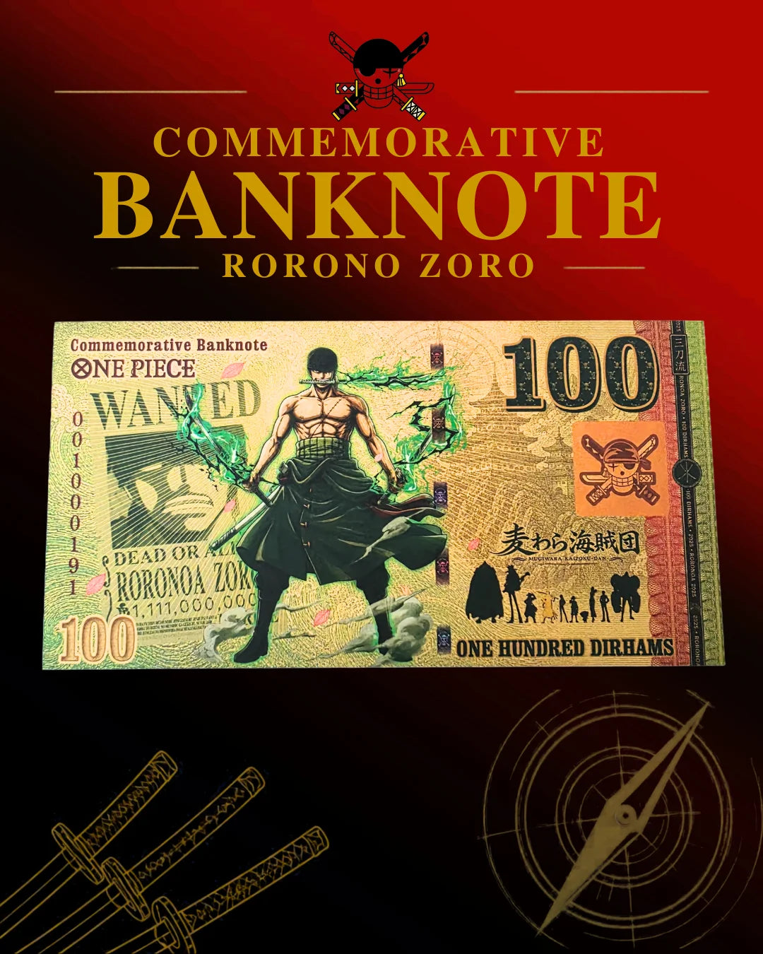 Roronoa Zoro - 100 Dirhams (Unique Collectable Banknote)
