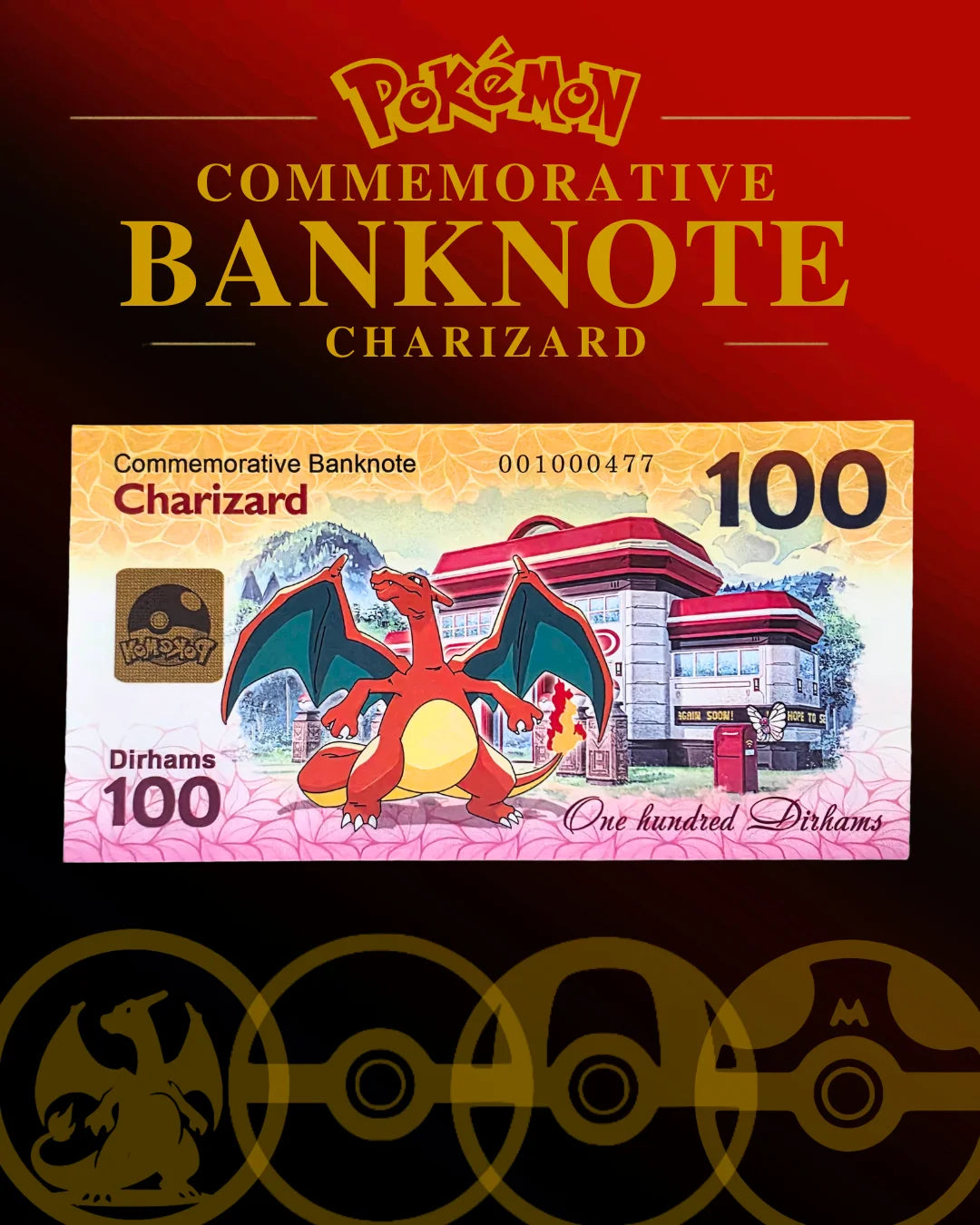 2025 Charizard - 100 Dirhams Banknote (Unique Collectable Banknote)