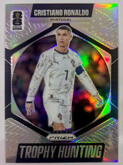 Critiano Ronaldo 2026 Panini Prizm FIFA World Cup Trophy Hunting Silver Prizm