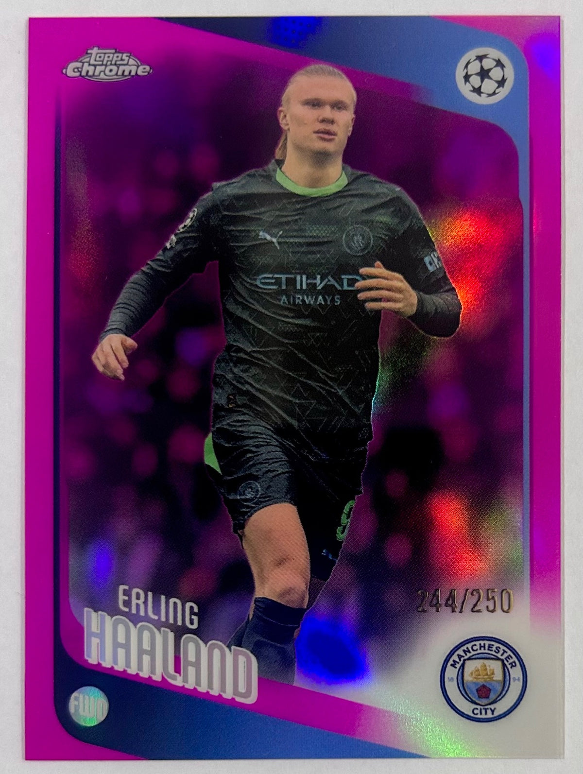 Erling Haaland 2025 Topps Chrome UEFA Pink Refractors /250