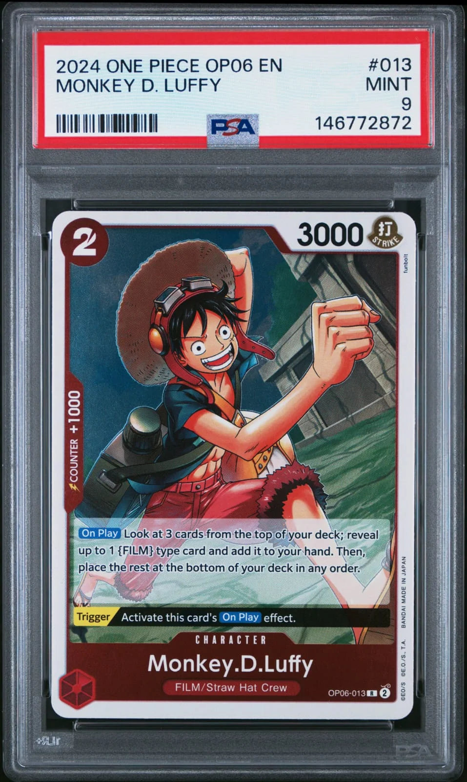 2024 One Piece OP06 English #013 Monkey D. Luffy PSA 9
