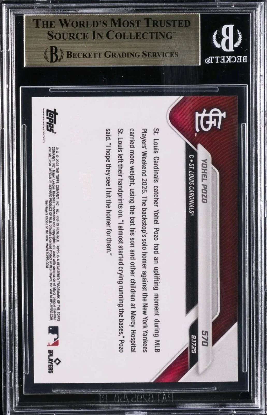 2025 Topps Now #570 Yohel Pozo, limited to 886 copies BGS Pristine 10
