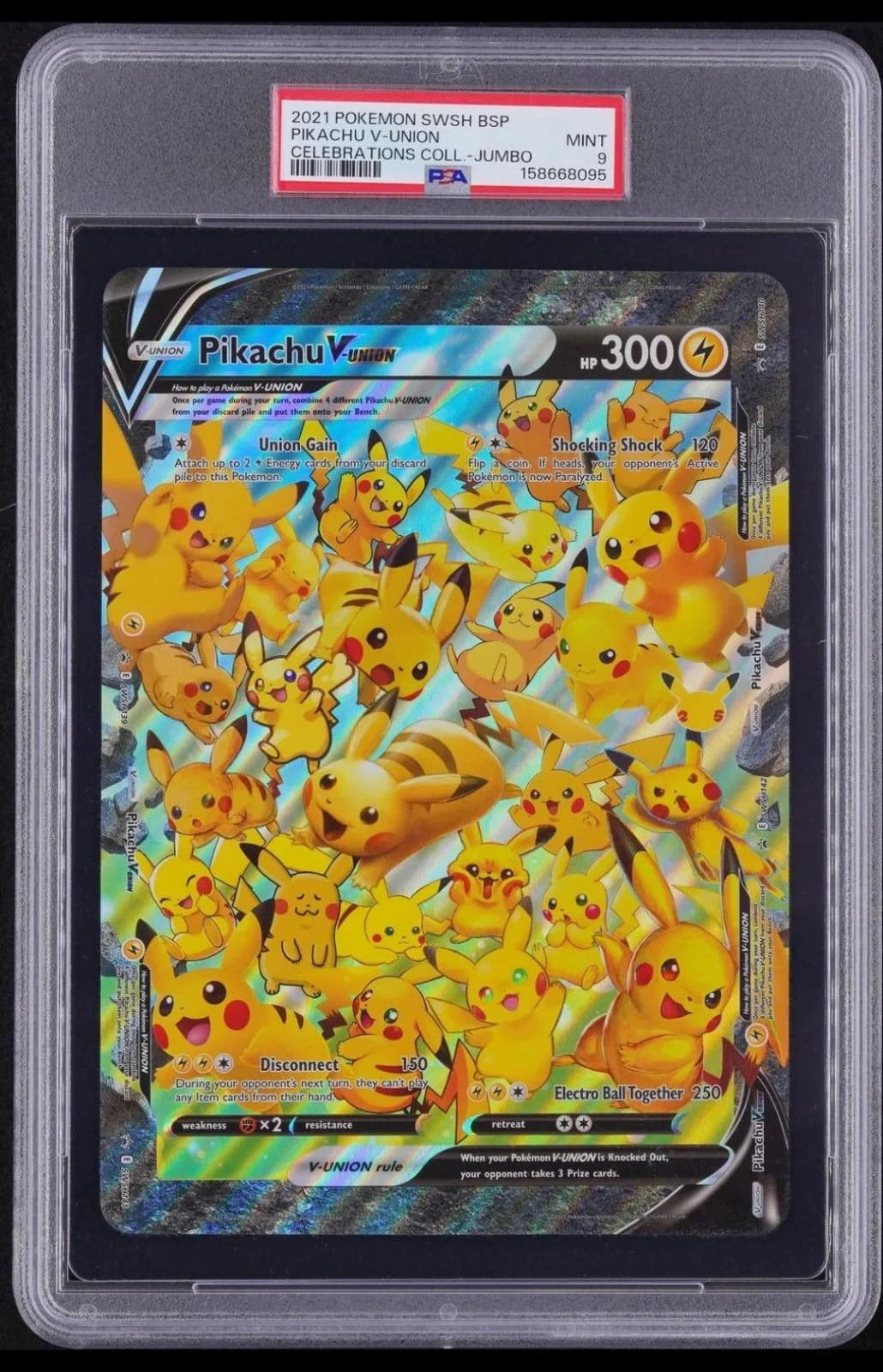 2021 Pokémon Celebrations Pikachu V-UNION Jumbo card PSA 9