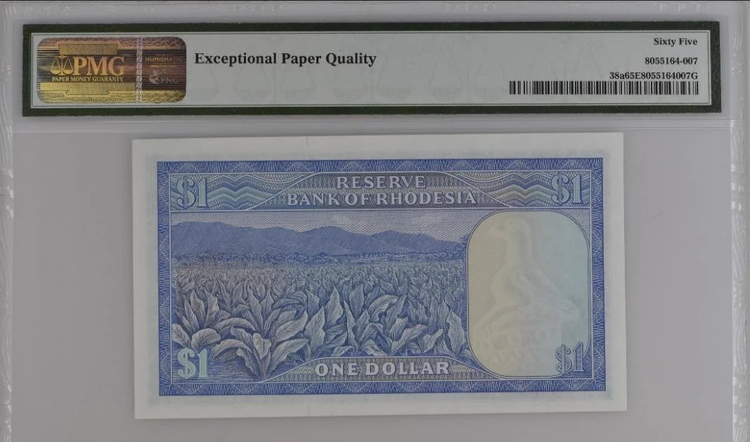 Rhodesia 1 Dollar banknote, dated 1979 PMG 65