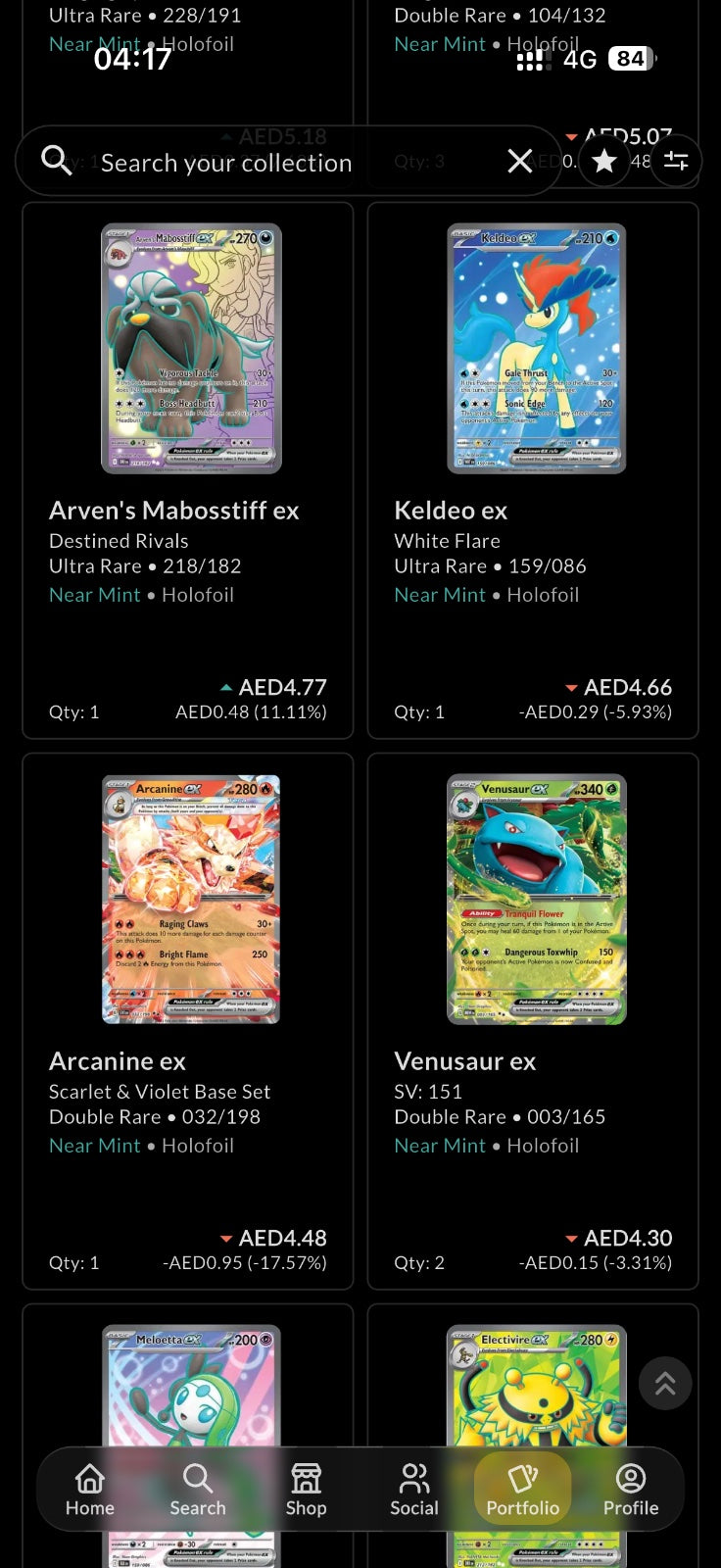 176 Pokémon EX double rare sleeved NM
