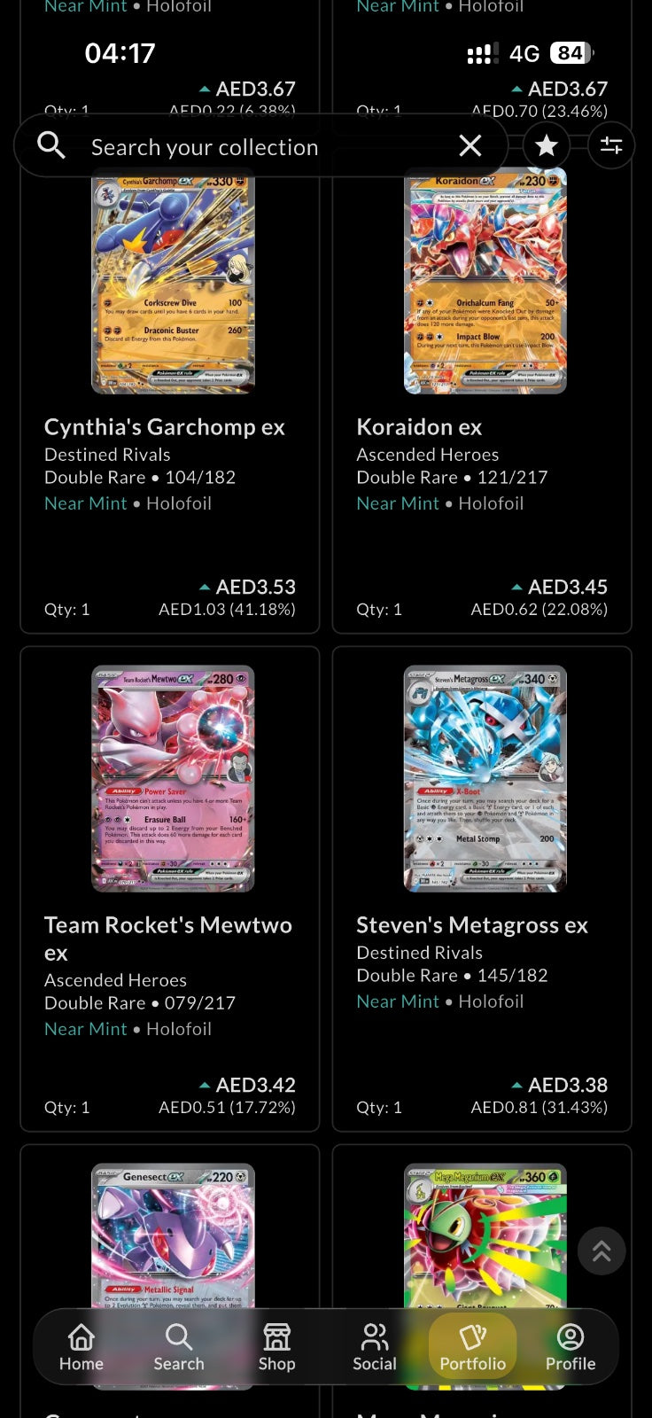 176 Pokémon EX double rare sleeved NM