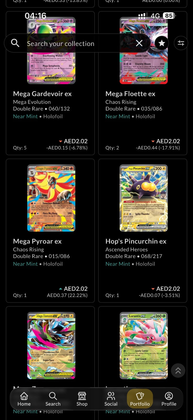 176 Pokémon EX double rare sleeved NM
