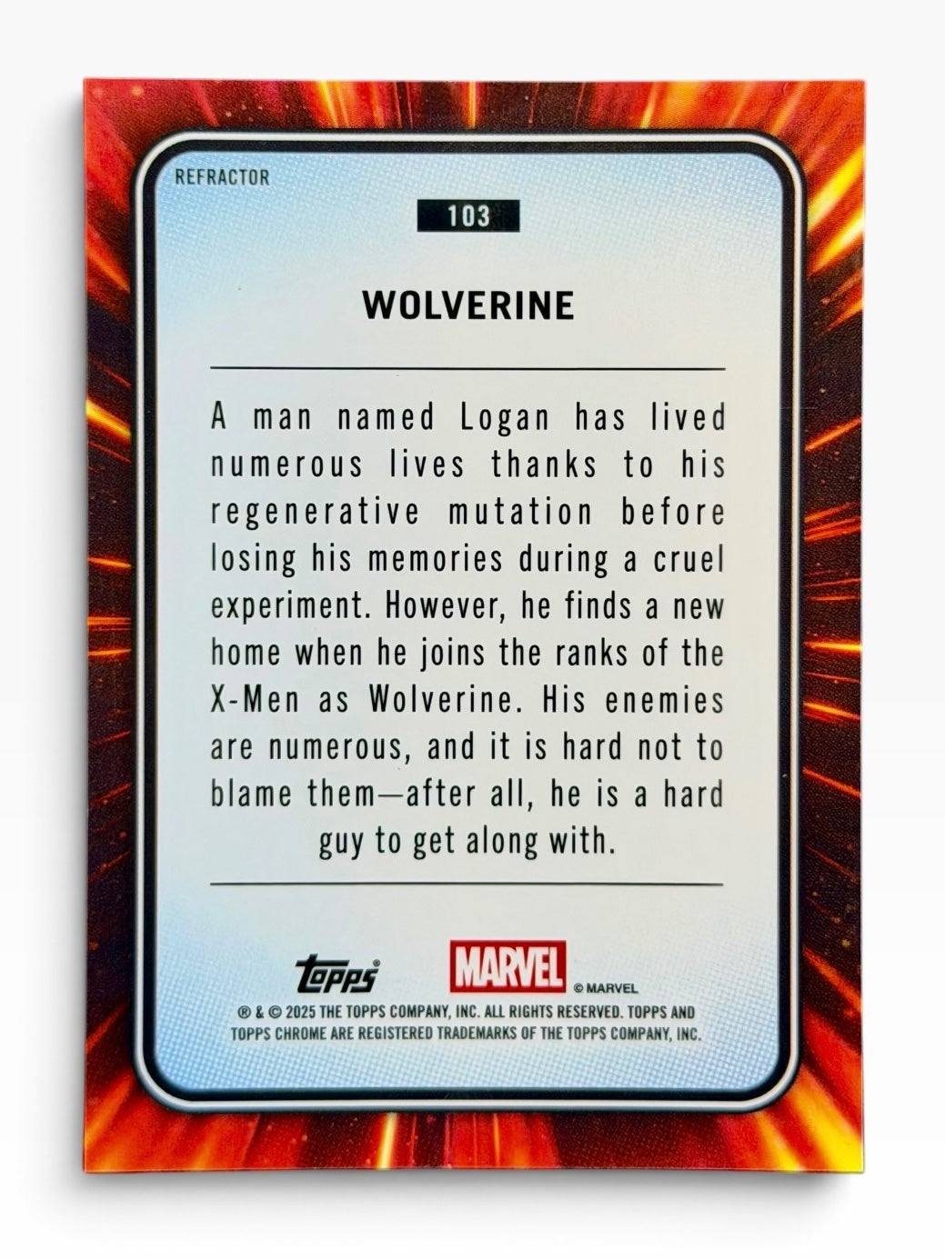 2025 Topps Chrome Marvel Wolverine Refractor