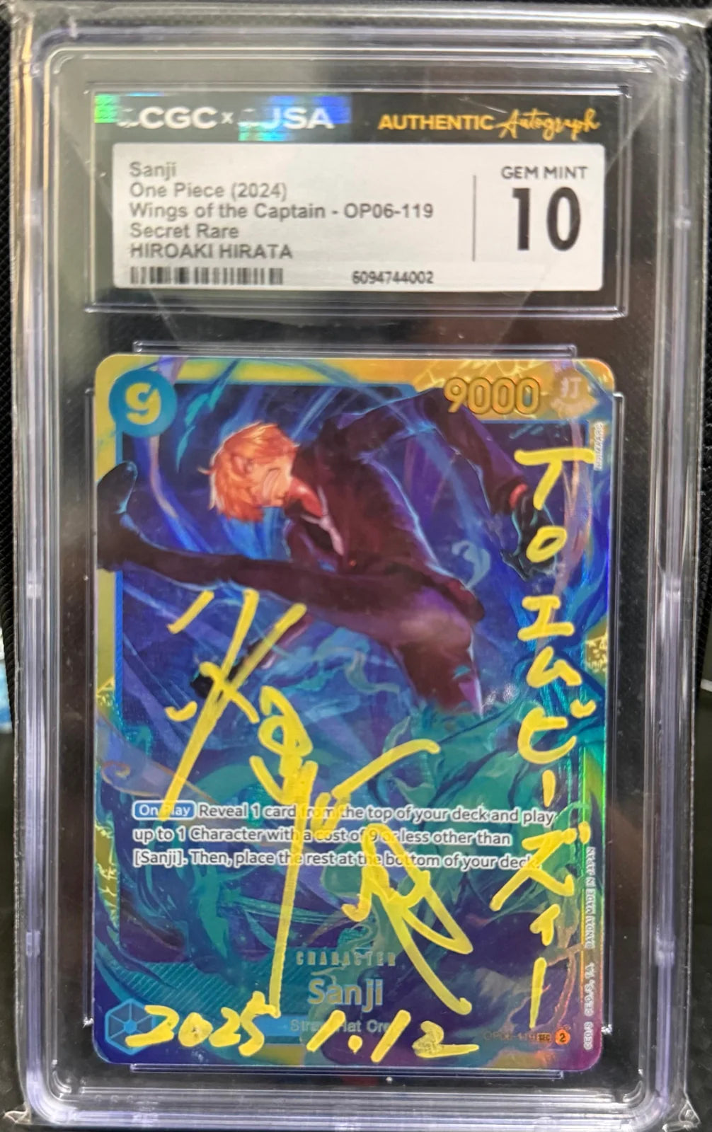 Sanji CGC 10 OP06-119 Autographed Hiroaki Hirata