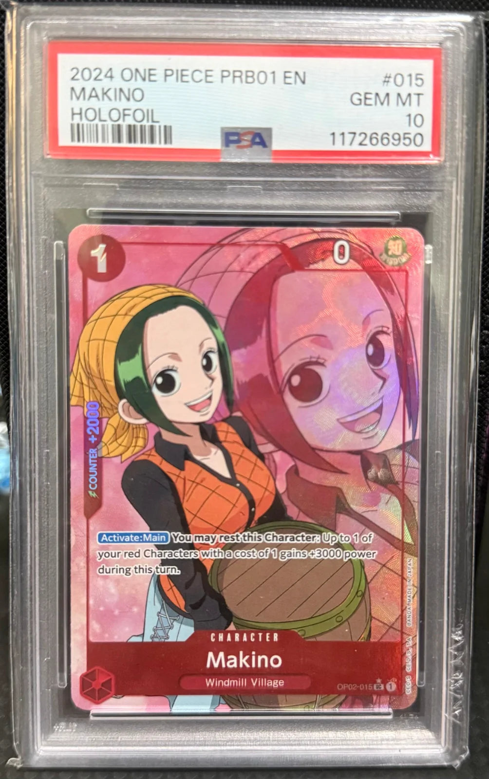 Makino (Full Art) OP02-015 (Premium Booster) — PSA 10