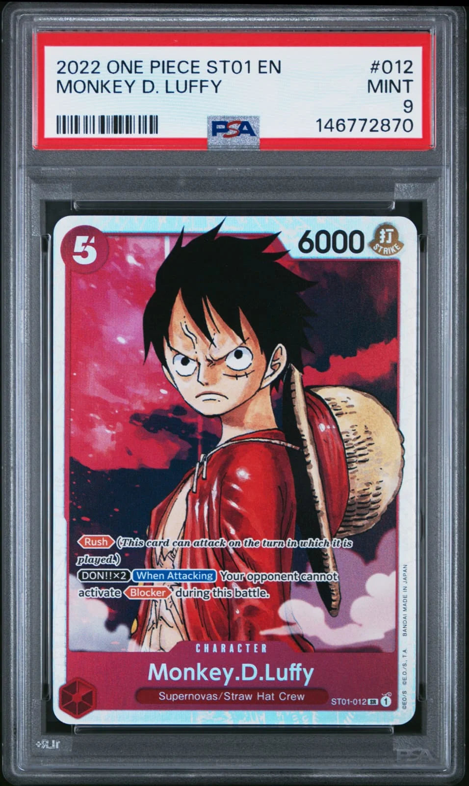 2022 One Piece ST01 English #012 Monkey D. Luffy PSA 9